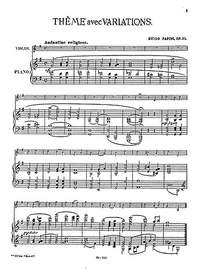 Theme With Variations For Violin And Piano