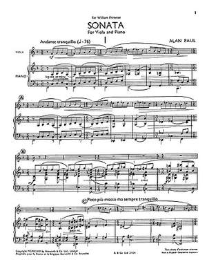 Alan Paul: Sonata For Viola And Piano