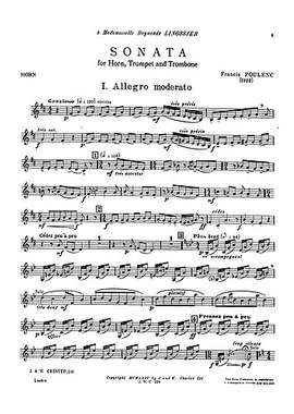 Francis Poulenc: Sonata For Horn, Trumpet and Trombone (Parts)