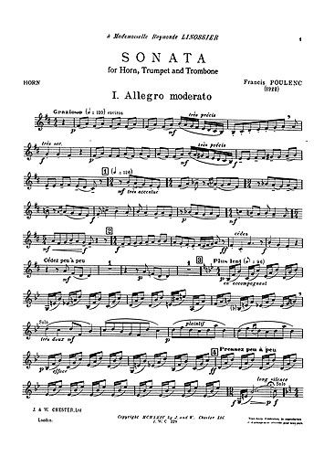 Francis Poulenc: Sonata For Horn, Trumpet and Trombone (Parts