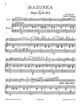 Mazurka For Violin And Piano Op.67 No.3