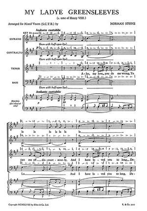 Norman Stone: Norman My Ladye Greensleeves Satb