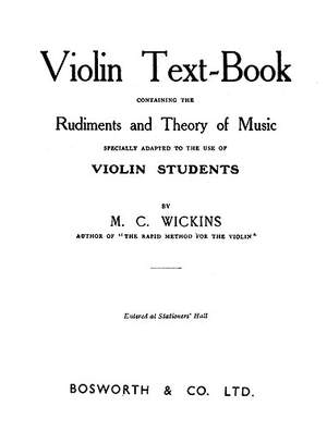 M.C. Wickins: Wickins, M C The New Approach Violin Text Book
