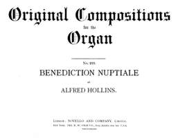 Alfred Hollins: Benediction Nuptiale