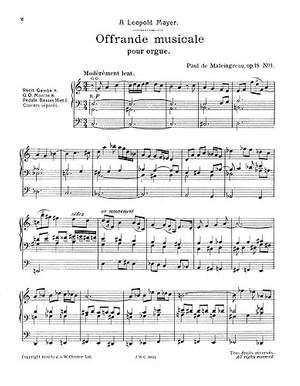 Paul de Maleingreau: Offrande Musicale Op.18 No.1