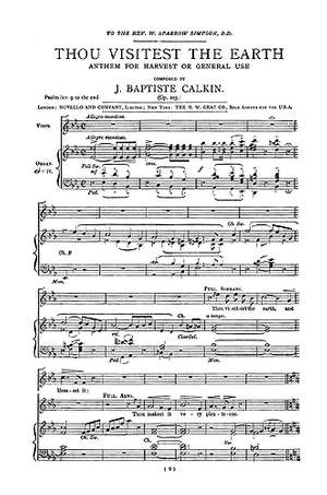 John Baptiste Calkin: Thou Visitest The Earth