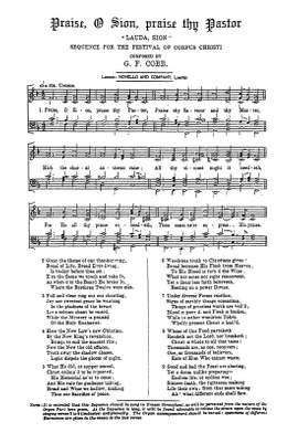 Gerard Francois Cobb: Praise O Sion Praise Thy Pastor