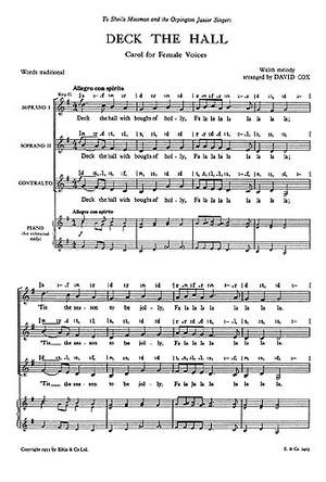 David Cox: David Deck The Halls Ssa/Pf