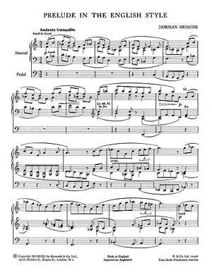 Norman Demuth: Two Pieces for Organ