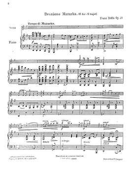 Deuxieme Mazurka For Violin And Piano Op.23