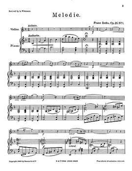 Melodie For Violin And Piano Op.26 No.1
