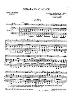Sonata In G Minor For Cello And Piano