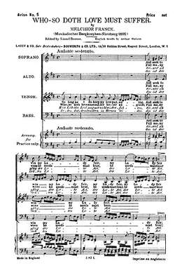 Melchior Franck: Who So Doth Love Must Suffer