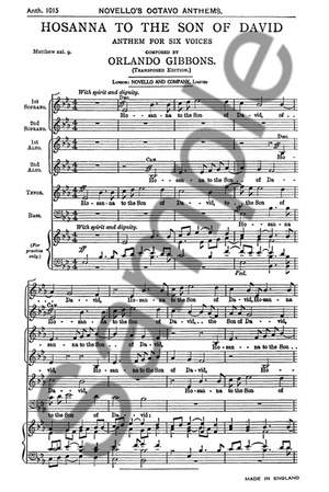 Gibbons: Hosanna To The Son Of David (In E Flat)