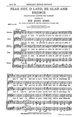 John Goss: Fear Not O Land Be Glad And Rejoice
