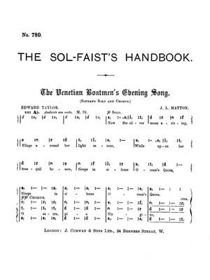 J. Hatton: The Venetian Boatmens Evening Song