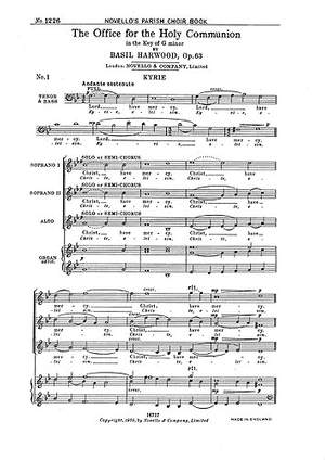 Basil Harwood: The Office For The Holy Communion in G minor Op.63