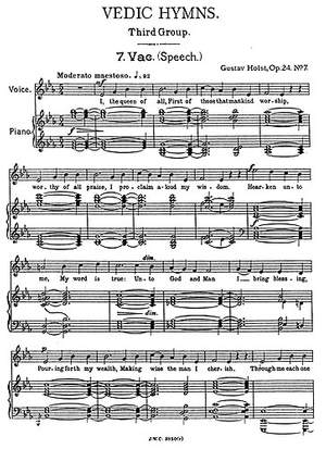 Gustav Holst: Vedic Hymns Op.24 No.7 (Vac. Speech) Voice/Piano