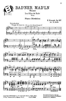 Karl Komzak: Bad'ner Mad'ln Walzer Op.257
