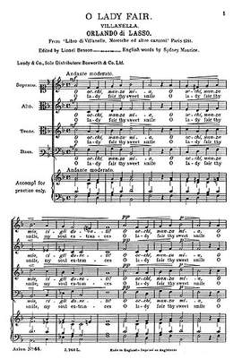 René Lassus: O Lady Fair Thy Sweet Smile
