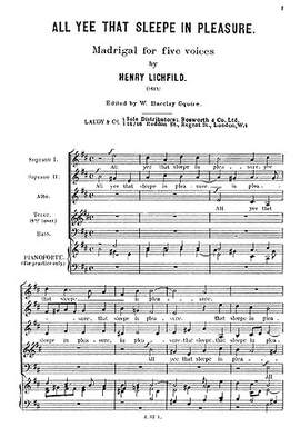 Henry Lichfild: All Yee That Sleepe In Pleasure