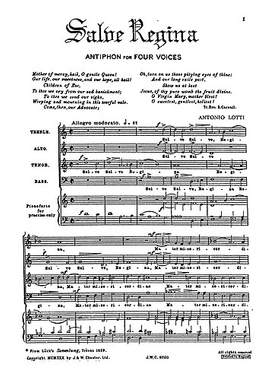 Antonio Lotti: Salve Regina Satb (L)