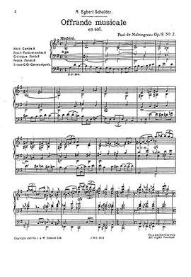 Paul de Maleingreau: Offrande Musicale En Sol Op.18 No.2