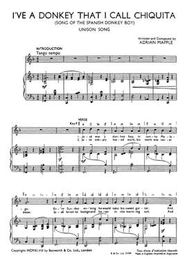 A. Mapple: I've A Donkey Called Chiquita Unison/Piano
