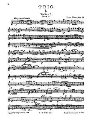 Franz Moser: Trio For Two Violins And Viola Op.38