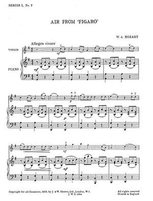 Wolfgang Amadeus Mozart: Air From Figaro (Violin/Piano)