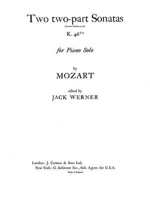 Wolfgang Amadeus Mozart: Two Sonatas K.46D E