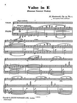 Waltz In E For Violin And Piano Op.34 No.1