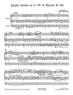 Epistle Sonata In C KV336