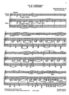 Charles Oberthur: Le Desir Op. 65 (Bradbury) Clt/Pf