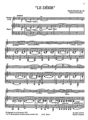 Charles Oberthur: Le Desir Op. 65 (Bradbury) Clt/Pf
