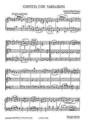 Igor Stravinsky: Gavotta Con Variazioni From Pulcinella for Piano