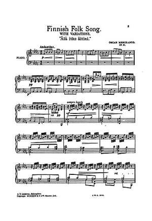 Oskar Merikanto: Finnish Folk Song Variations for Piano