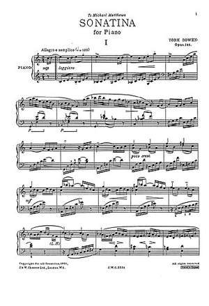 York Bowen: Sonatina Op. 144 for Solo Piano