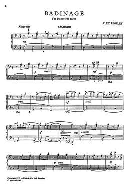 Alec Rowley: Badinage For Piano Duet