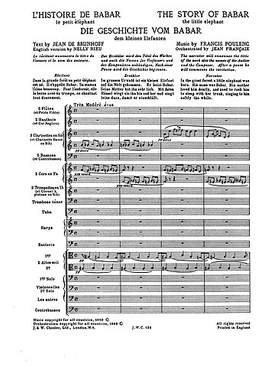 Francis Poulenc: L'Histoire De Babar (Full Score)