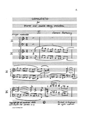 Lennox Berkeley: Concerto For Piano and Double String Orchestra
