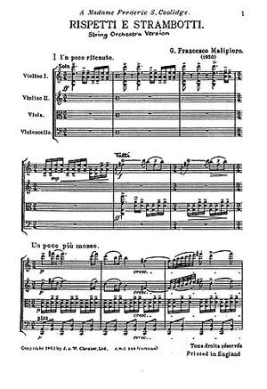 Gian Francesco Malipiero: Rispetti E Strambotti String Quartet