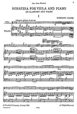 Gordon Jacob: Sonatina for Viola and Piano