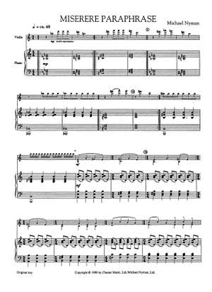 Michael Nyman: Miserere Paraphrase (Violin/Piano)