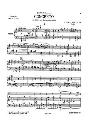 Lennox Berkeley: Concerto For Violin And Chamber Orchestra Op.59