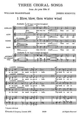 Joseph Horovitz: Three Choral Songs From 'As You Like It'