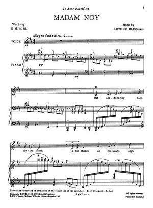 Arthur Bliss: Madam Noy (Soprano and Piano Reduction)