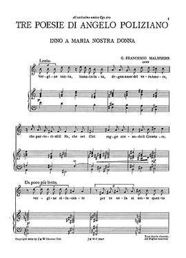 Gian Francesco Malipiero: Three Poesie Di Angelo Poliziano