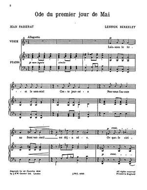 Lennox Berkeley: Ode Du Premier Jour De Mai Op.14 No.2