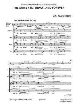 John Tavener: The Same Yesterday, Today And Forever
